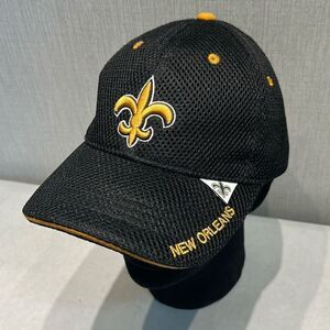 New Orleans Saints Hat Cap Adjustable Mesh Black Gold Sun Products